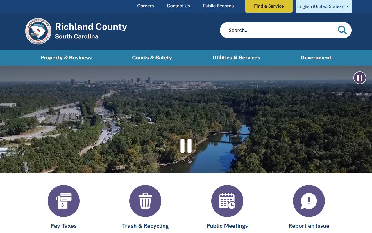 Richland County official homepage with court records navigation