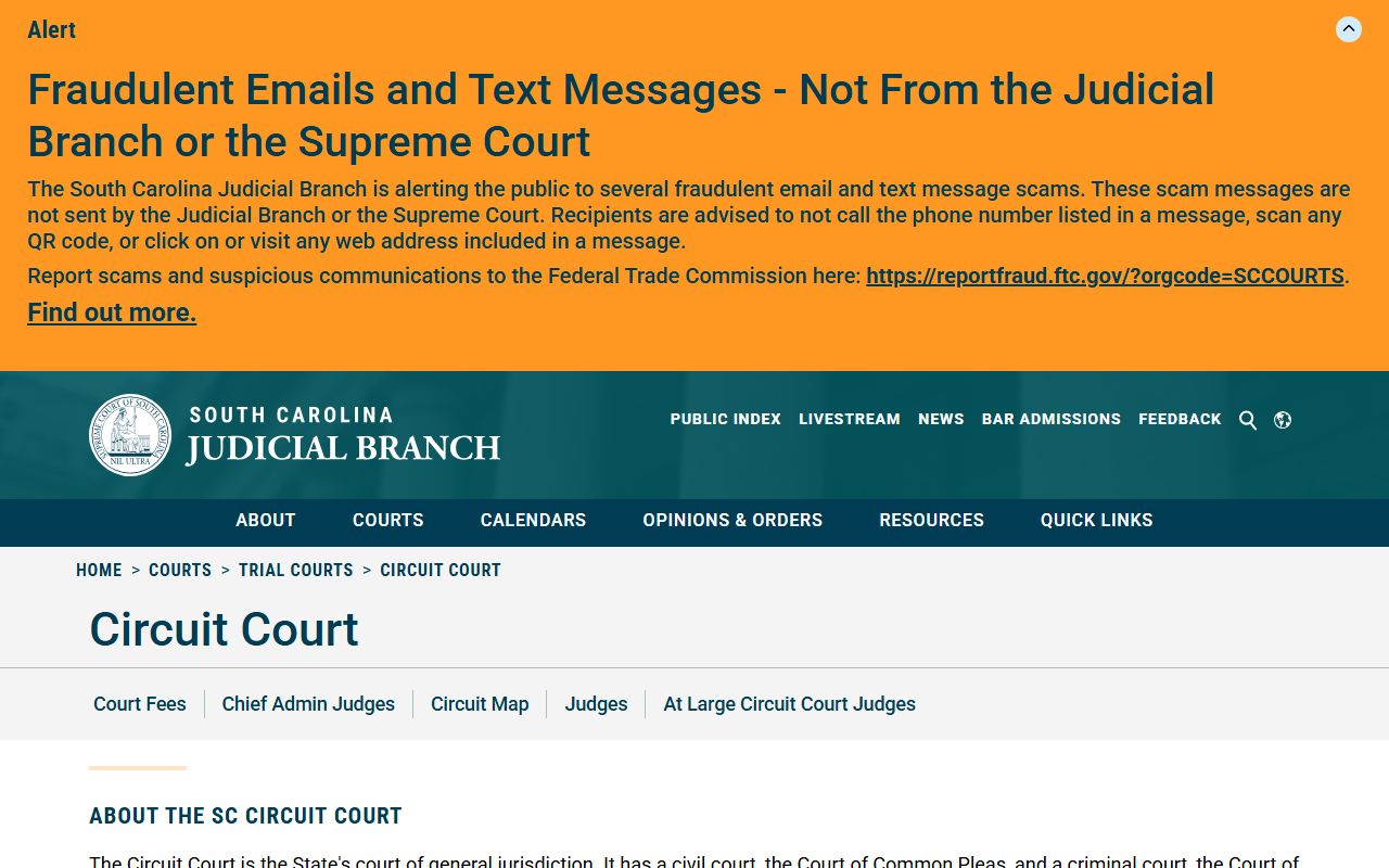 South Carolina Circuit Court page for Richland County