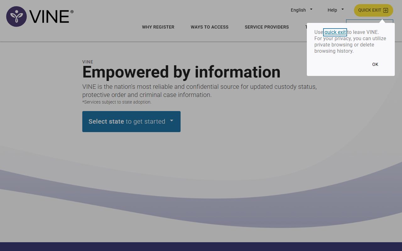VINELink release notification portal for Richland County inmates